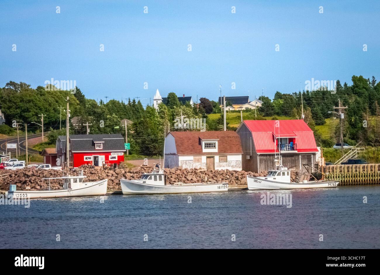 Barche da pesca attraccate allo Stanley Bridge Marina a Stanley Bridge, Isola del Principe Edoardo, Canada Foto Stock