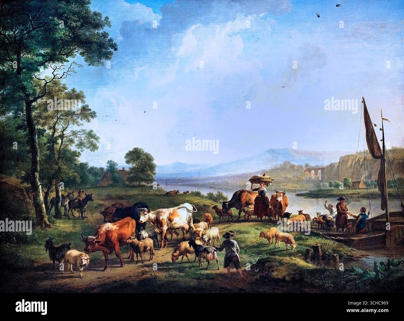 Il traghetto 1783 di Balthazar Paul Ommeganck 1758-1826 belga fiammingo Foto Stock