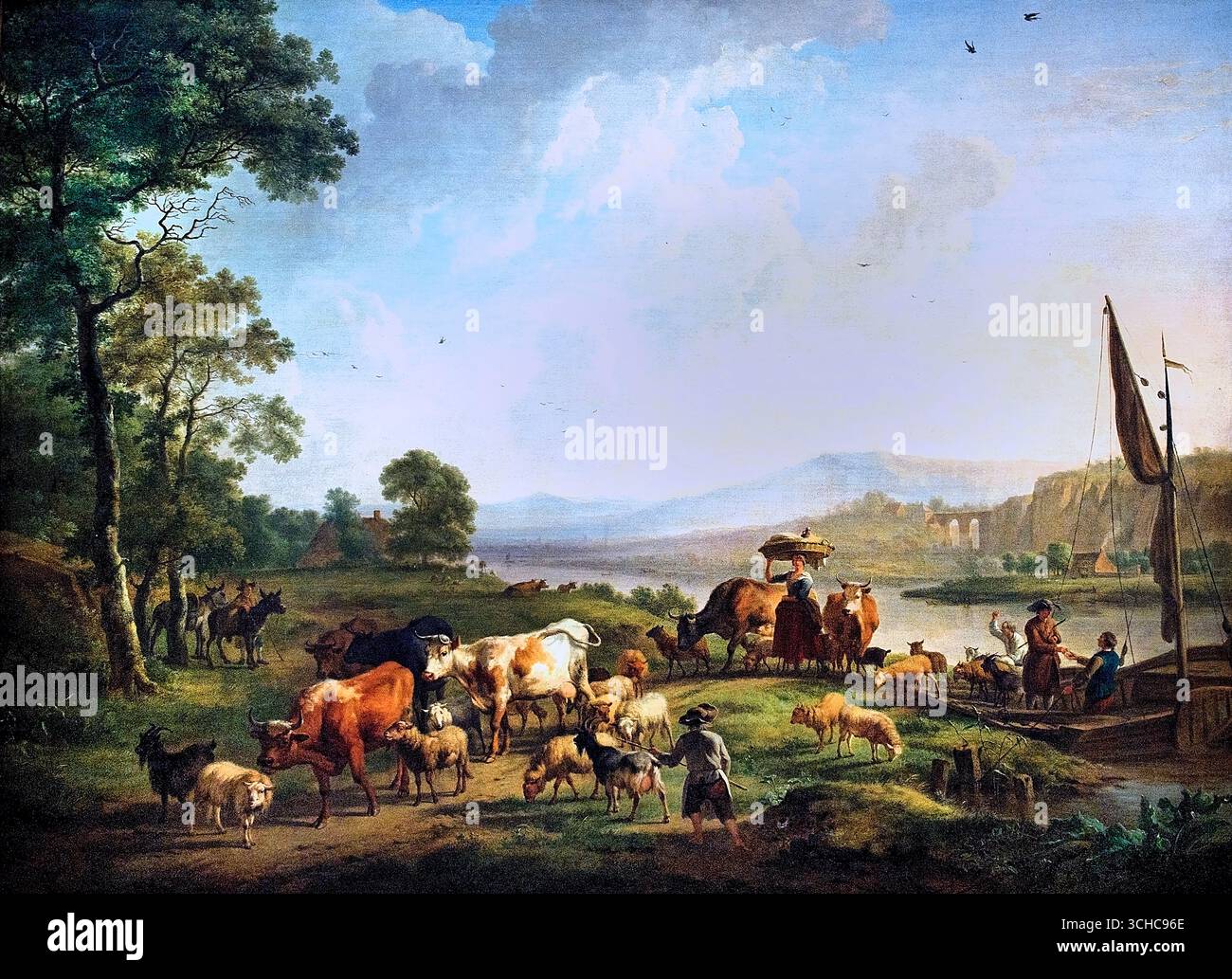 Il traghetto 1783 di Balthazar Paul Ommeganck 1758-1826 belga fiammingo Foto Stock