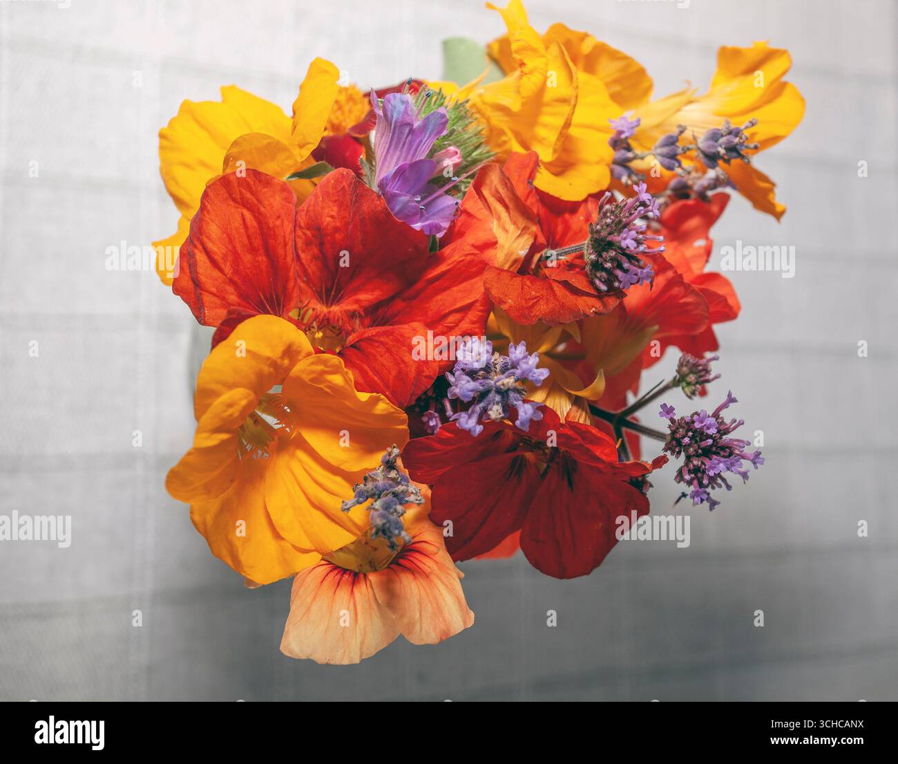 bouquet di fiori autunnali dall'alto Foto Stock