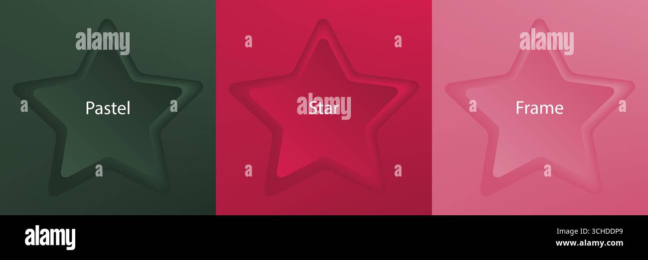 Set di cornici a stella di colore 3d beige astratto per il prodotto cosmetico. Collezione di sfondo geometrico a colori di tendenza con spazio di copia. Scenografia vista dall'alto. EPS10 vettoriale Illustrazione Vettoriale