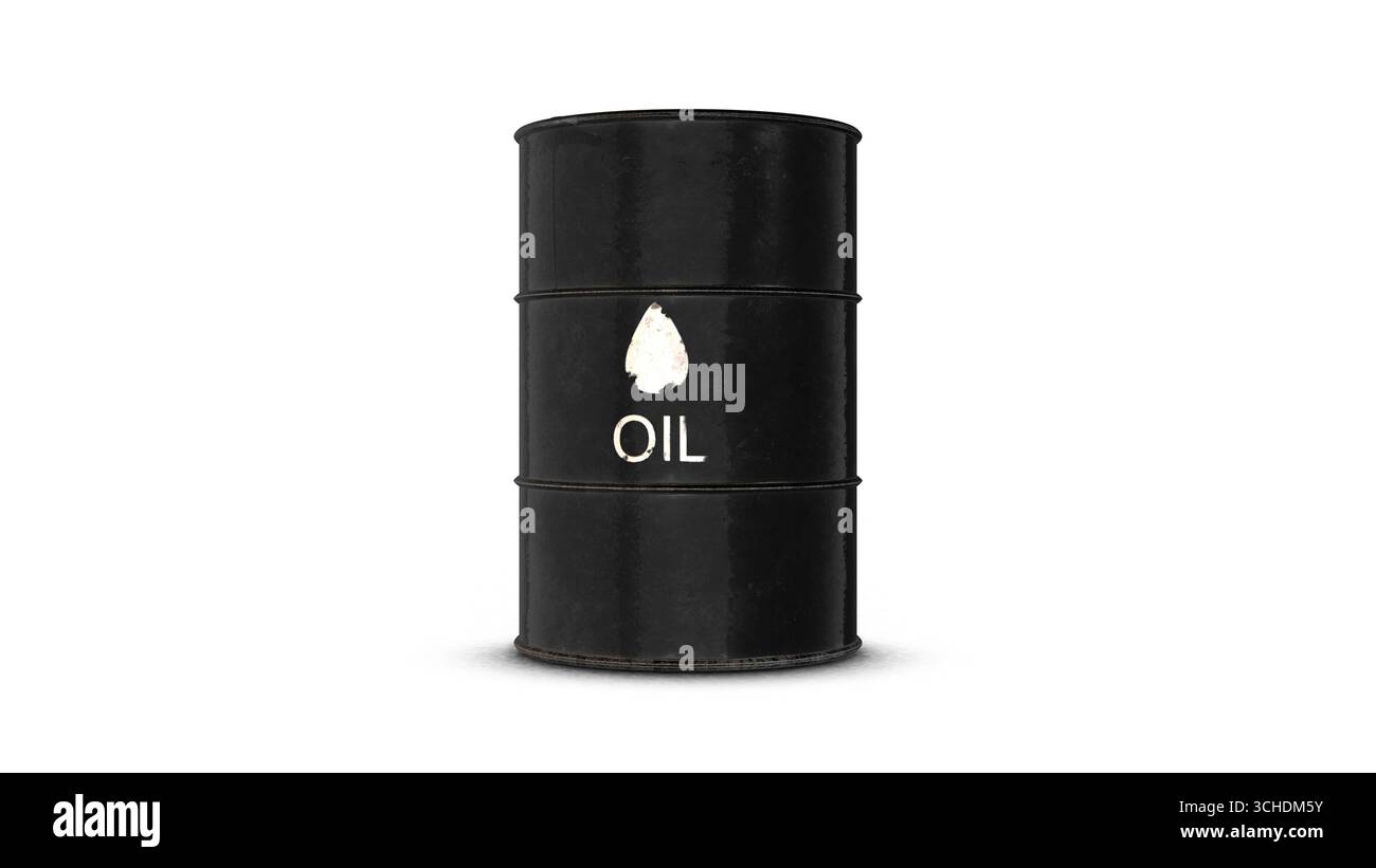 Camera di petrolio greggio isolata su sfondo bianco Foto Stock