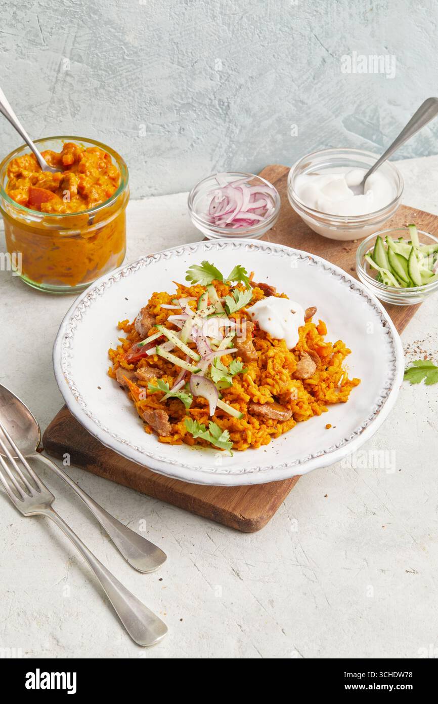 Curry di riso Seitan Foto Stock