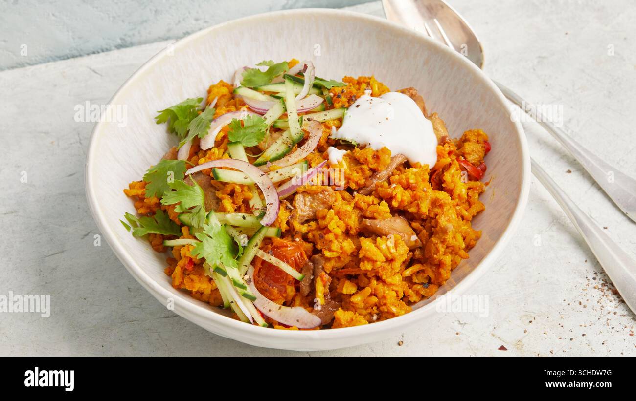 Curry di riso Seitan Foto Stock