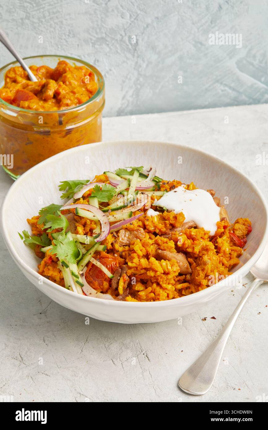 Curry di riso Seitan Foto Stock