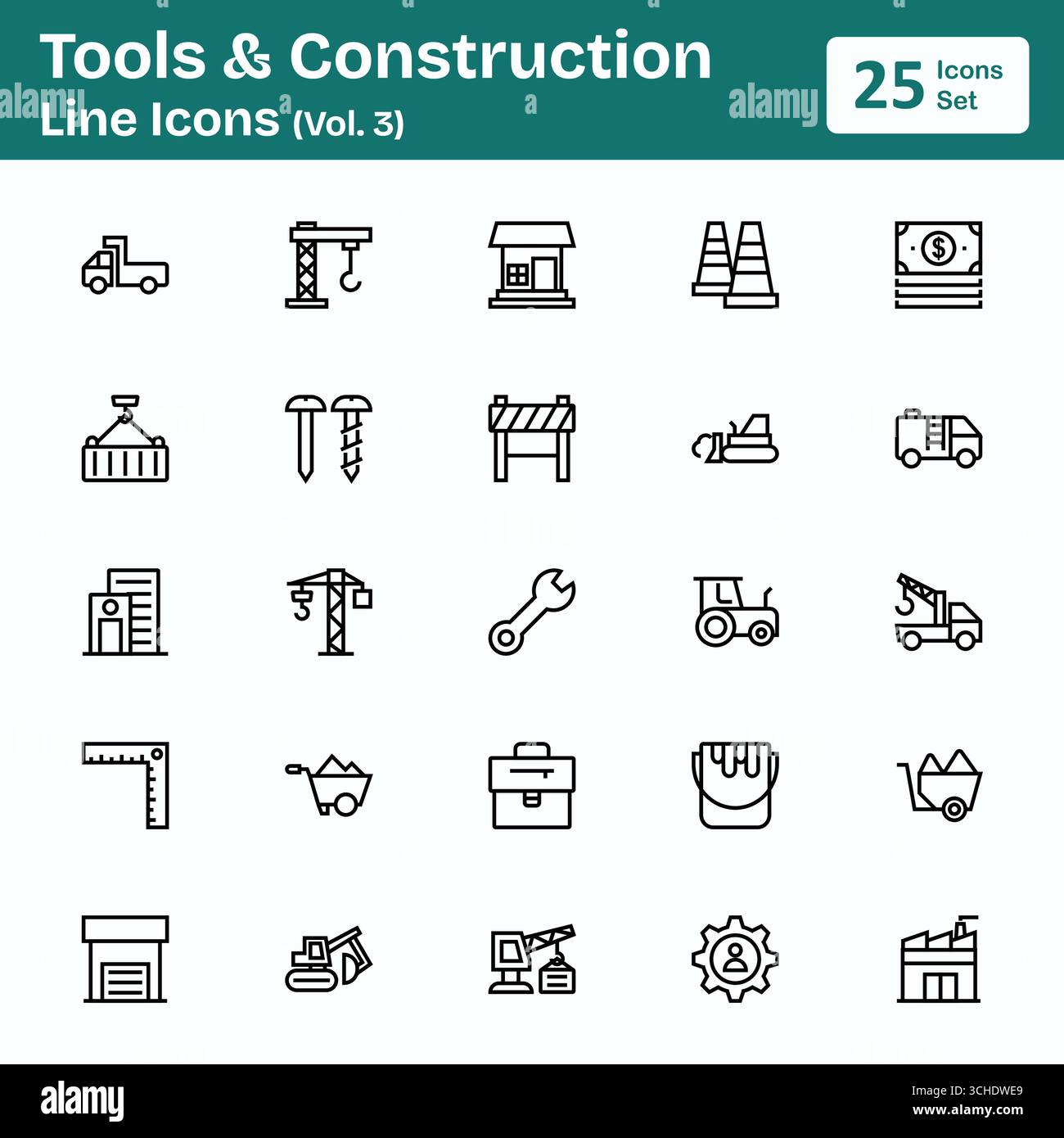 Icone linea utensile e costruzione (Vol. 3) Illustrazione Vettoriale