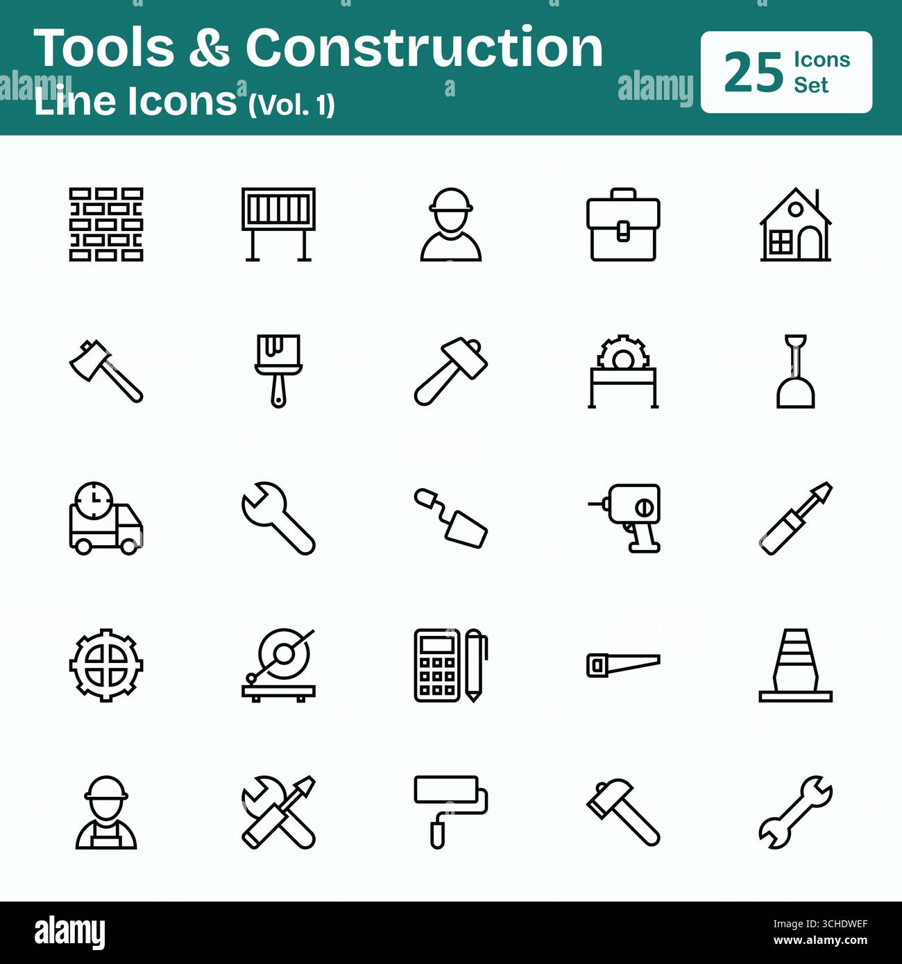 Icone linea utensile e costruzione (Vol. 1) Illustrazione Vettoriale