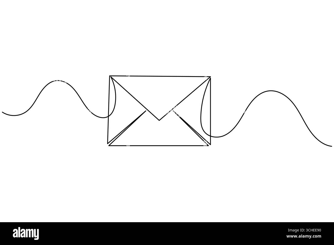 Un'icona di inviluppo di disegno su una linea presenta un contorno semplice illustrazione vettoriale minima Illustrazione Vettoriale