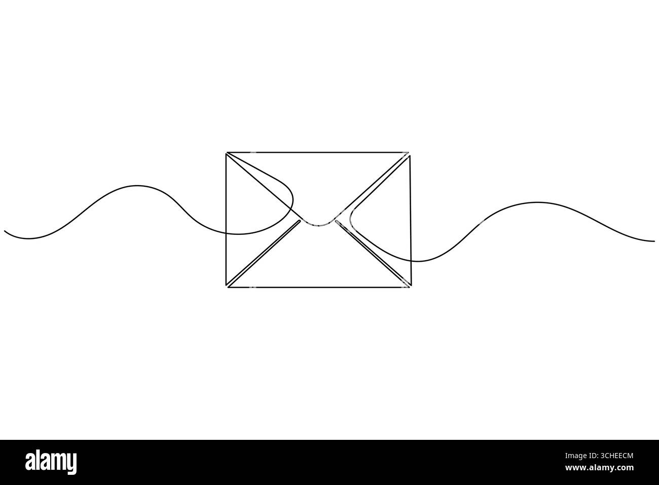 Un'icona di inviluppo di disegno su una linea presenta un contorno semplice illustrazione vettoriale minima Illustrazione Vettoriale