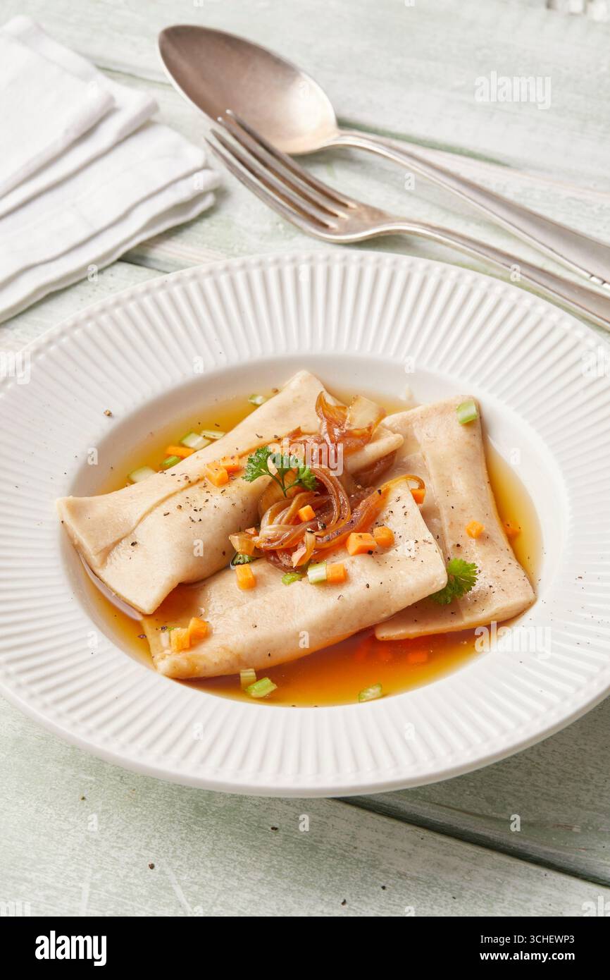 Vegan maultaschen (gnocchi svevi) Foto Stock