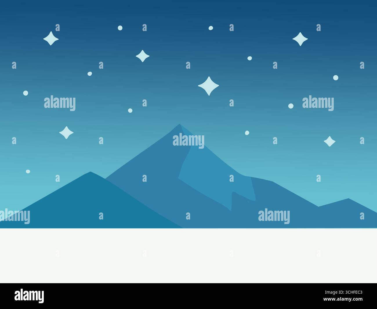 Una tranquilla vista serale mostra le oscure colline sotto un campo di stelle scintillanti. Illustrazione Vettoriale