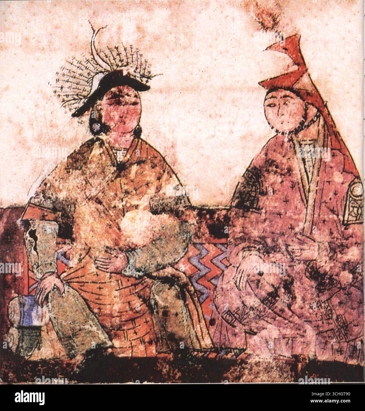 Ogedei Khan, sua moglie e i suoi familiari, Jâmiʿ al-tevârîkḫ, Foto Stock