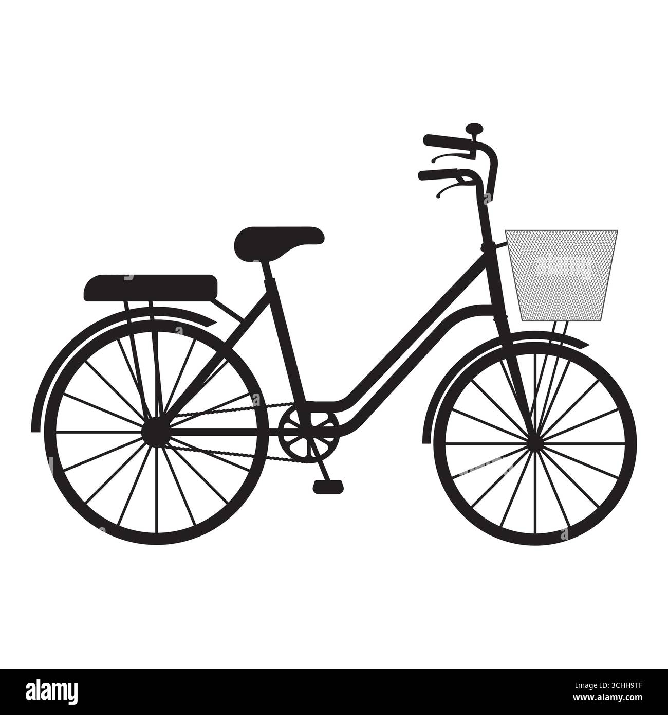 Icona silhouette bicicletta. Bicicletta classica. Illustrazione vettoriale isolata su sfondo bianco. Illustrazione Vettoriale