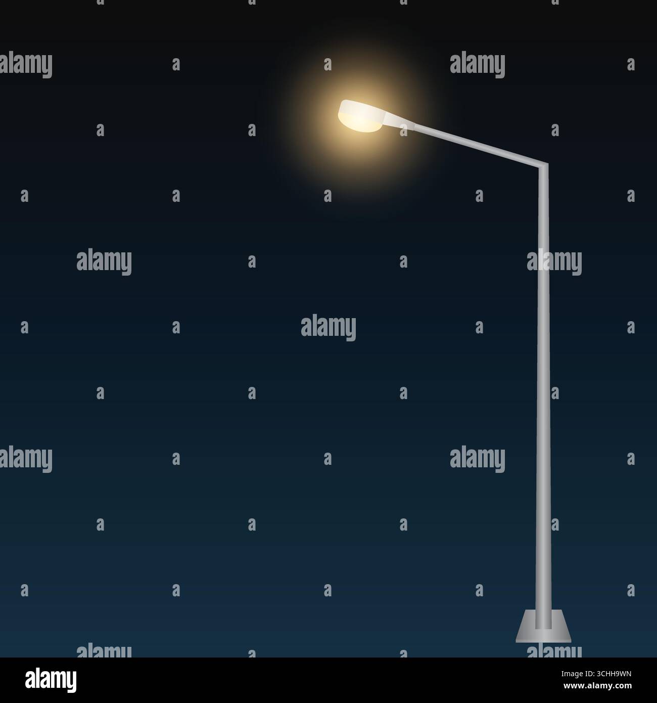 Lampione stradale con fascio di luce notturna. Illustrazione vettoriale. Illustrazione Vettoriale