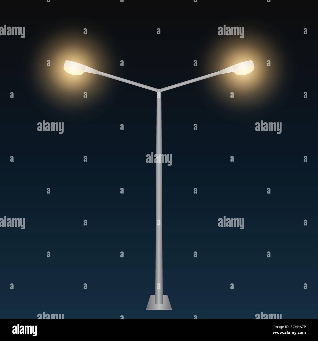 Lampione stradale con fascio di luce notturna. Illustrazione vettoriale. Illustrazione Vettoriale