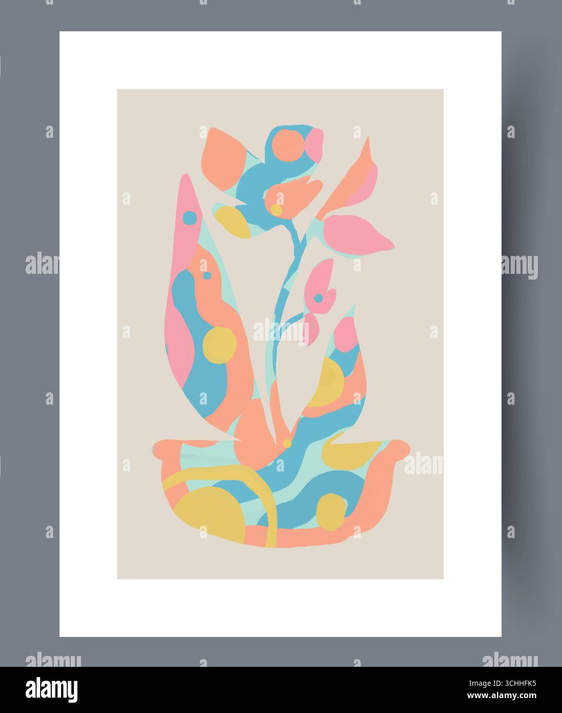 Un affascinante e vibrante design floreale astratto colorato che mette in mostra bellissimi toni pastello Illustrazione Vettoriale