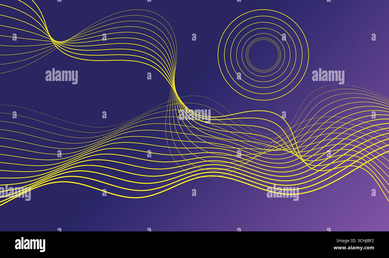 Sfondo delle linee d'onda colorate astratte. Tecnologia futuristica. Moderne linee sinuose. Schema d'onda dinamico. Illustrazione vettoriale. Illustrazione Vettoriale
