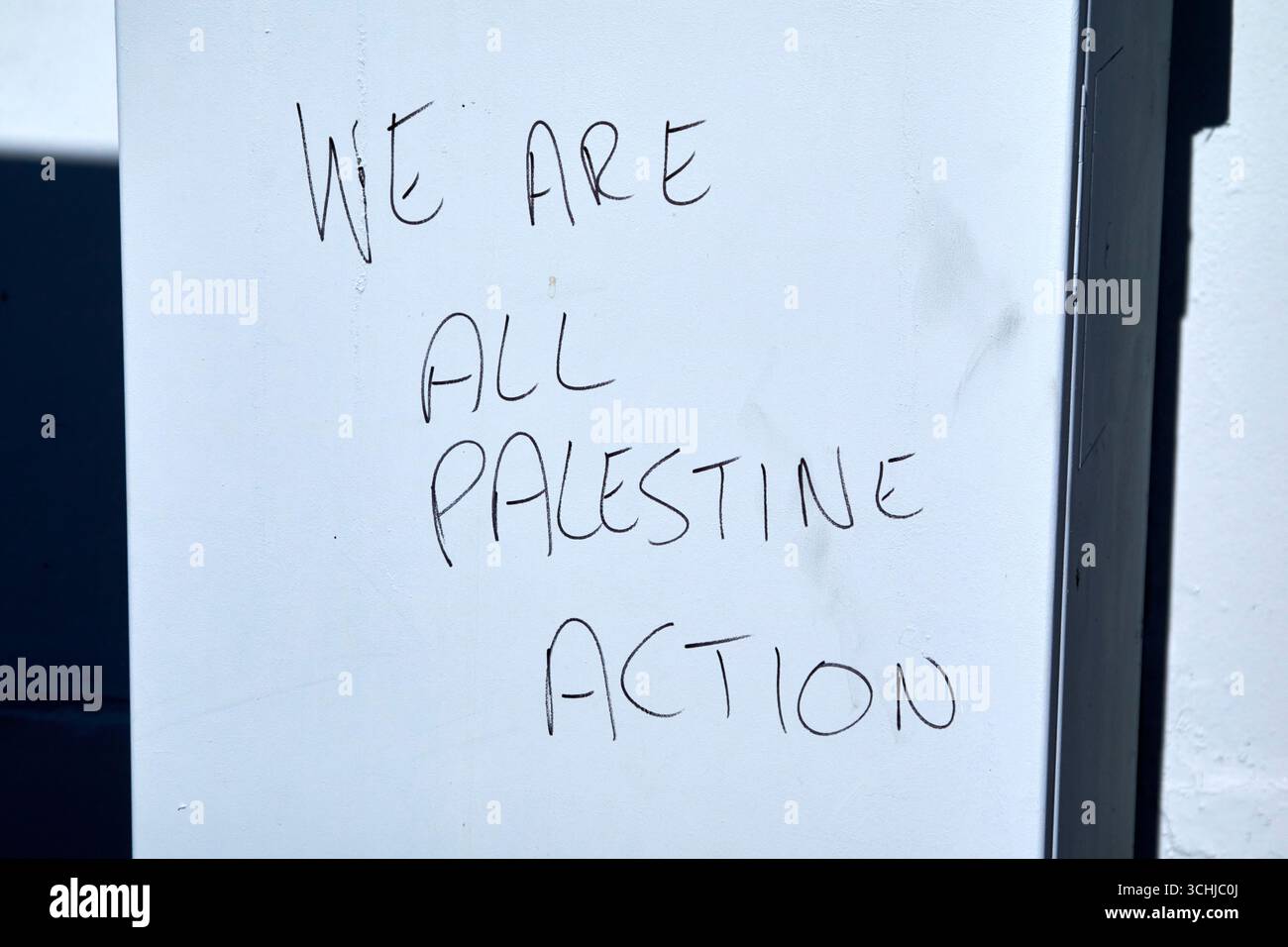 siamo tutti graffiti d'azione palestinesi nell'irlanda del nord nel regno unito Foto Stock