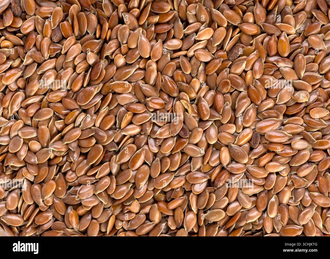 semi di lino marrone top down macro shot ideale per un sano background benessere Foto Stock