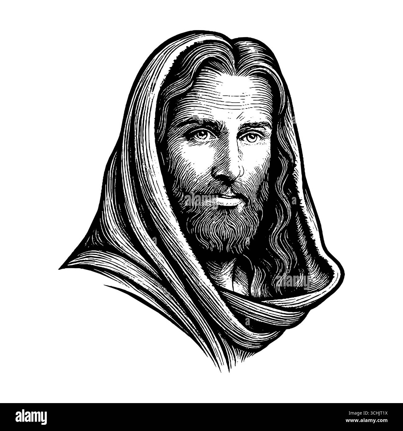 Redentore e Salvatore Gesù Cristo con un velo in testa Illustrazione Vettoriale