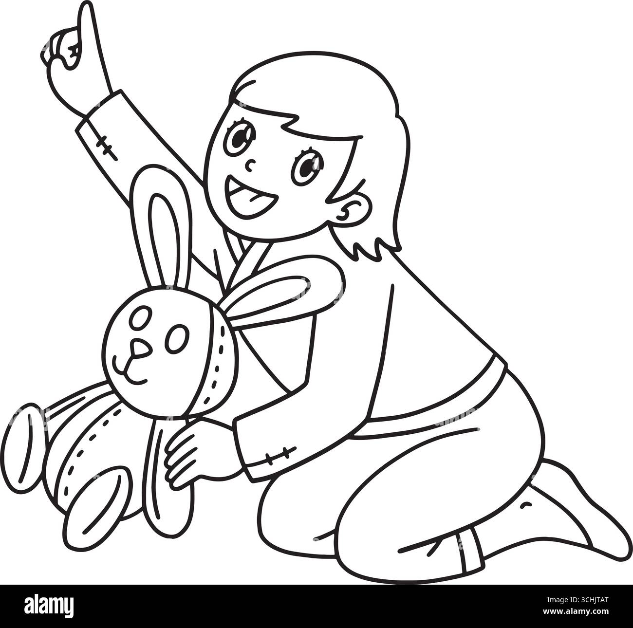 Festa di metà autunno ragazza con un Plushie isolato Illustrazione Vettoriale