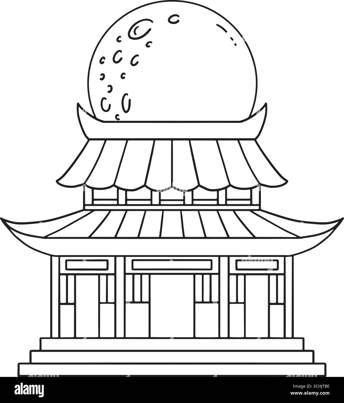 Festival di metà autunno Luna Tempio cinese isolato Illustrazione Vettoriale