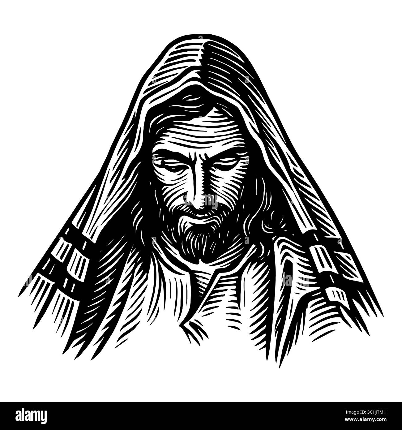 Redentore e Salvatore Gesù Cristo con un velo in testa Illustrazione Vettoriale