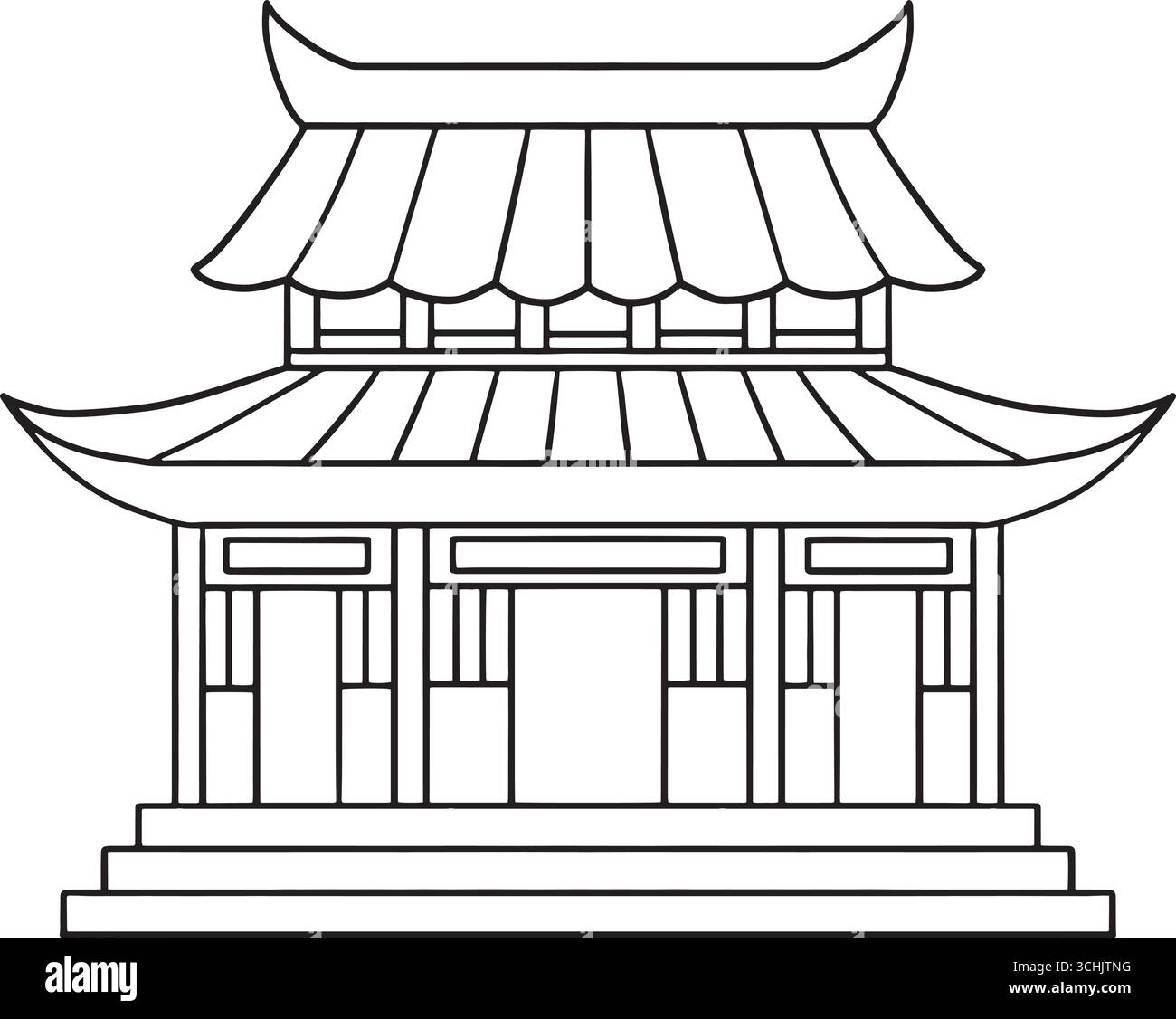 Festival di metà autunno Tempio cinese isolato Illustrazione Vettoriale