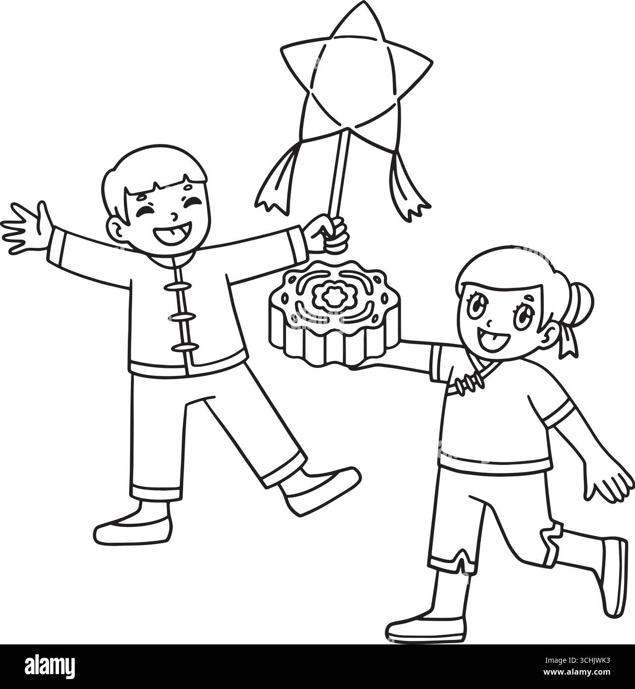 Amici del Festival di metà autunno che celebrano isolati Illustrazione Vettoriale