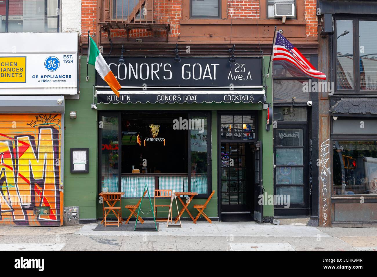Conor's Goat, 23 Ave A, New York, New York, New York, negozio di un bar irlandese nell'East Village di Manhattan. 23 avenida a. Foto Stock