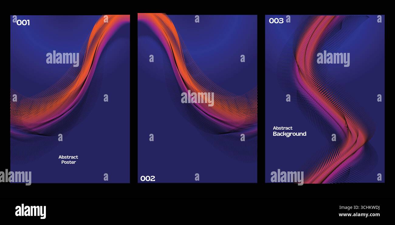 Design dello sfondo sfumato a onda fluida astratta - modello futuristico per poster in viola e arancione vibranti Illustrazione Vettoriale
