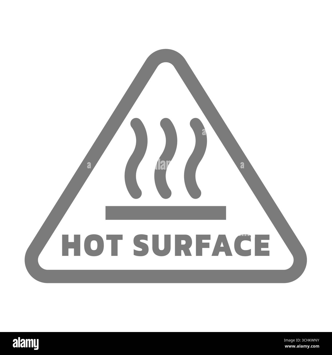 Etichetta triangolare vettoriale superficie calda. Icona adesiva per il simbolo del forno o della stufa. Illustrazione Vettoriale