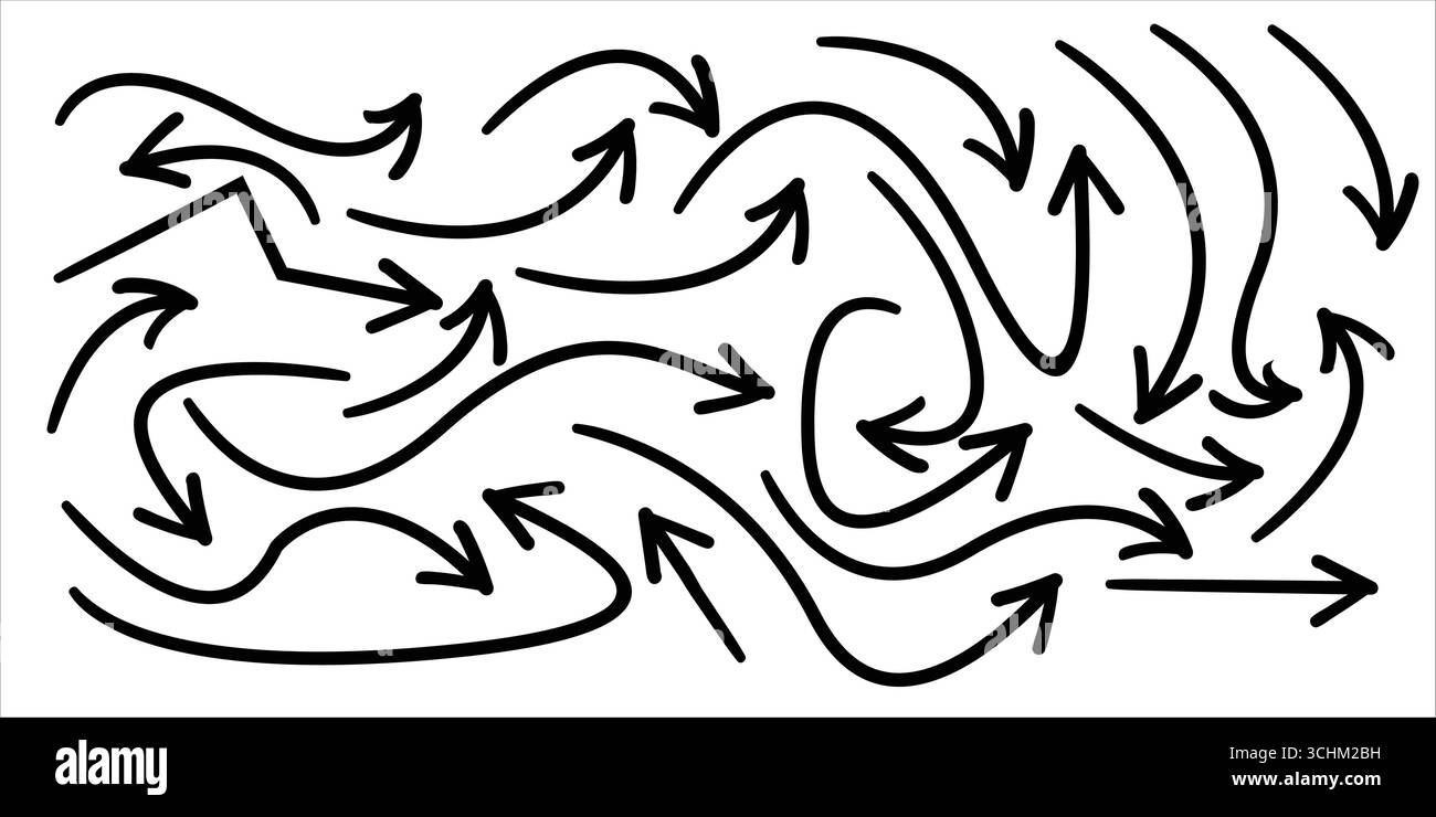 Icone con freccia curva per direzione, scelta e indicazione del percorso Illustrazione Vettoriale