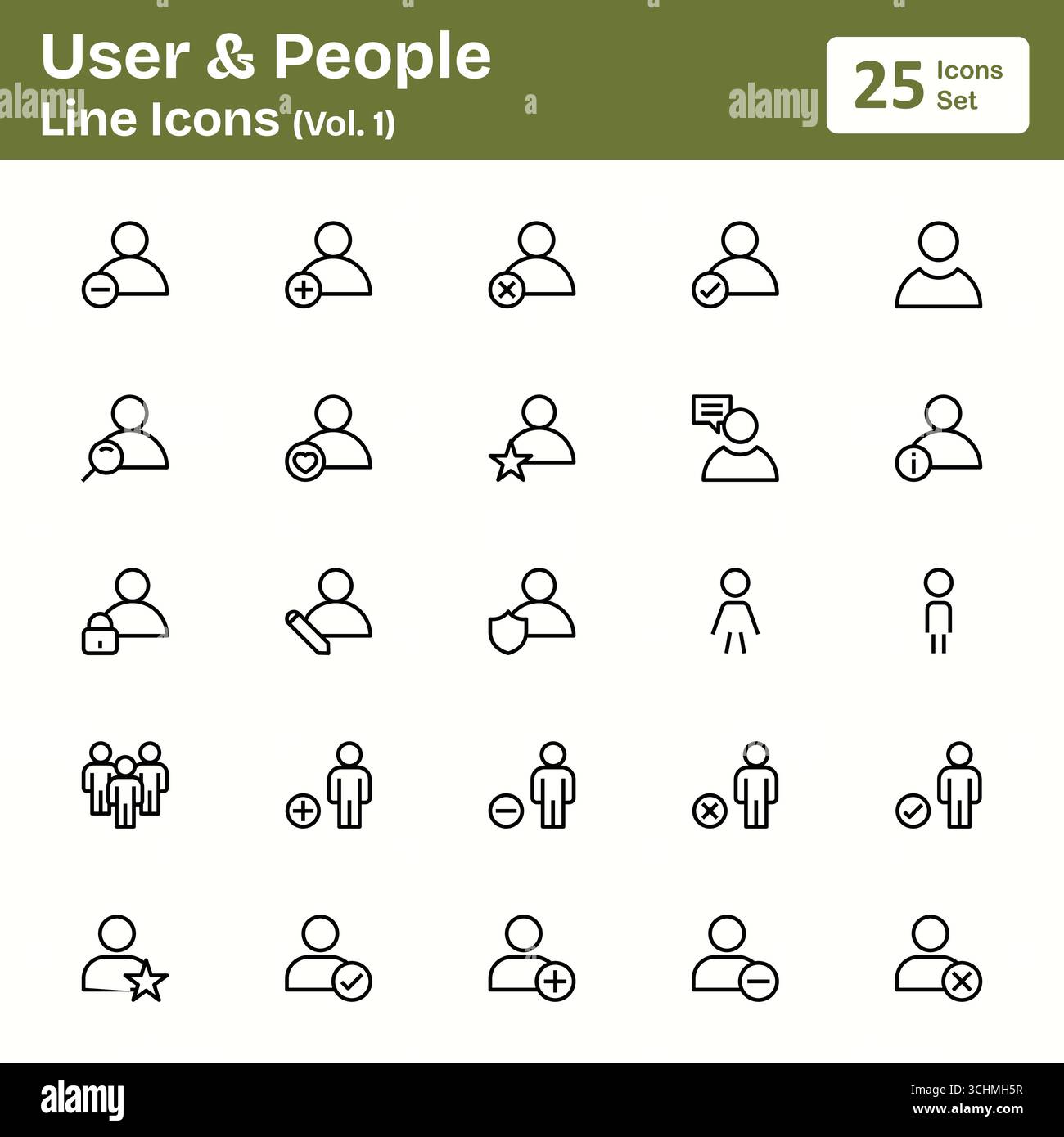 Icone della linea utenti e persone (Vol.1) Illustrazione Vettoriale