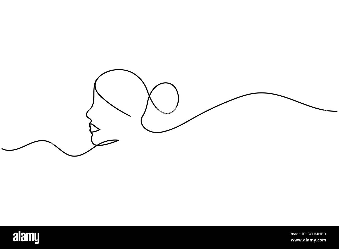 Un disegno su una linea di donna faccia arte minimalista semplice ritratto femminile illustrazione a linea continua Illustrazione Vettoriale