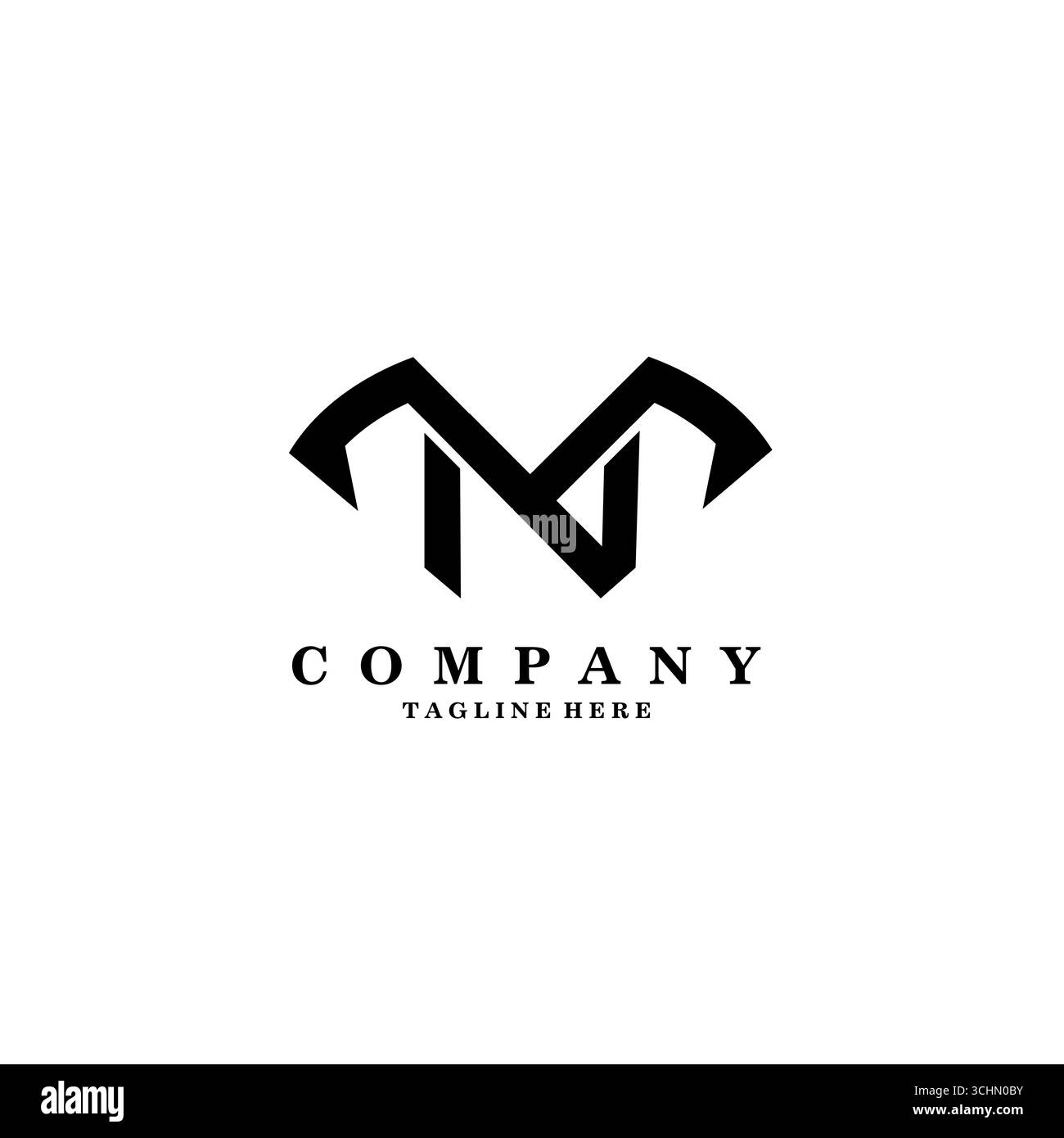 Lettera iniziale MN o M Logo Design modello icona vettore Illustrazione Vettoriale
