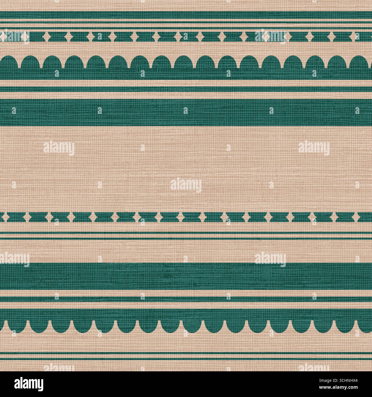 Striscia geometrica etnica, motivo boho senza cuciture su sfondo tessuto testurizzato Illustrazione Vettoriale