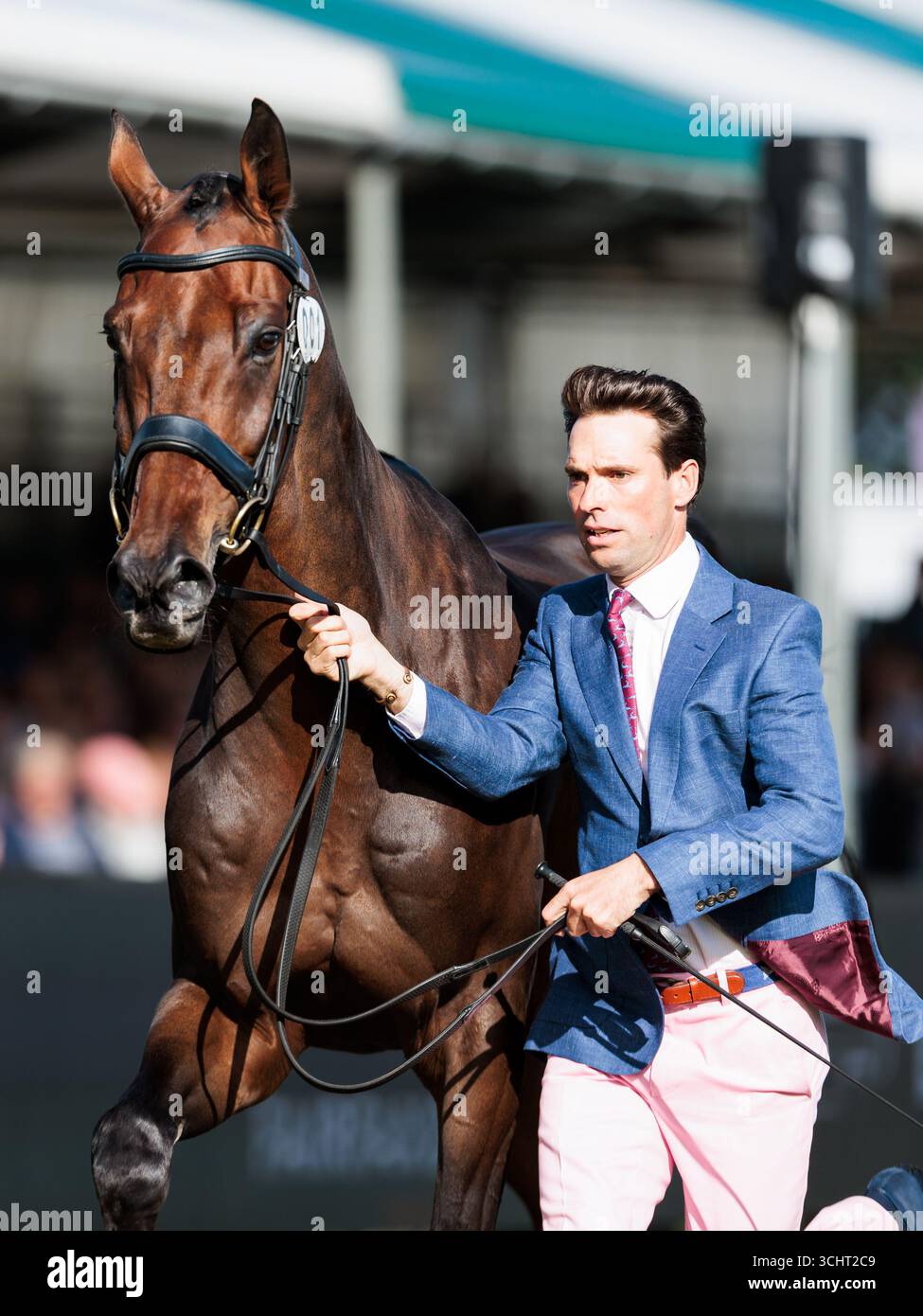 Harry Meade della Gran Bretagna con et Hop du Matz durante la prima ispezione di cavalli presso i Defender Burghley Horse Trials il 3 settembre 2025, Stamford, Regno Unito (foto di Maxime David - MXIMD Pictures) Foto Stock