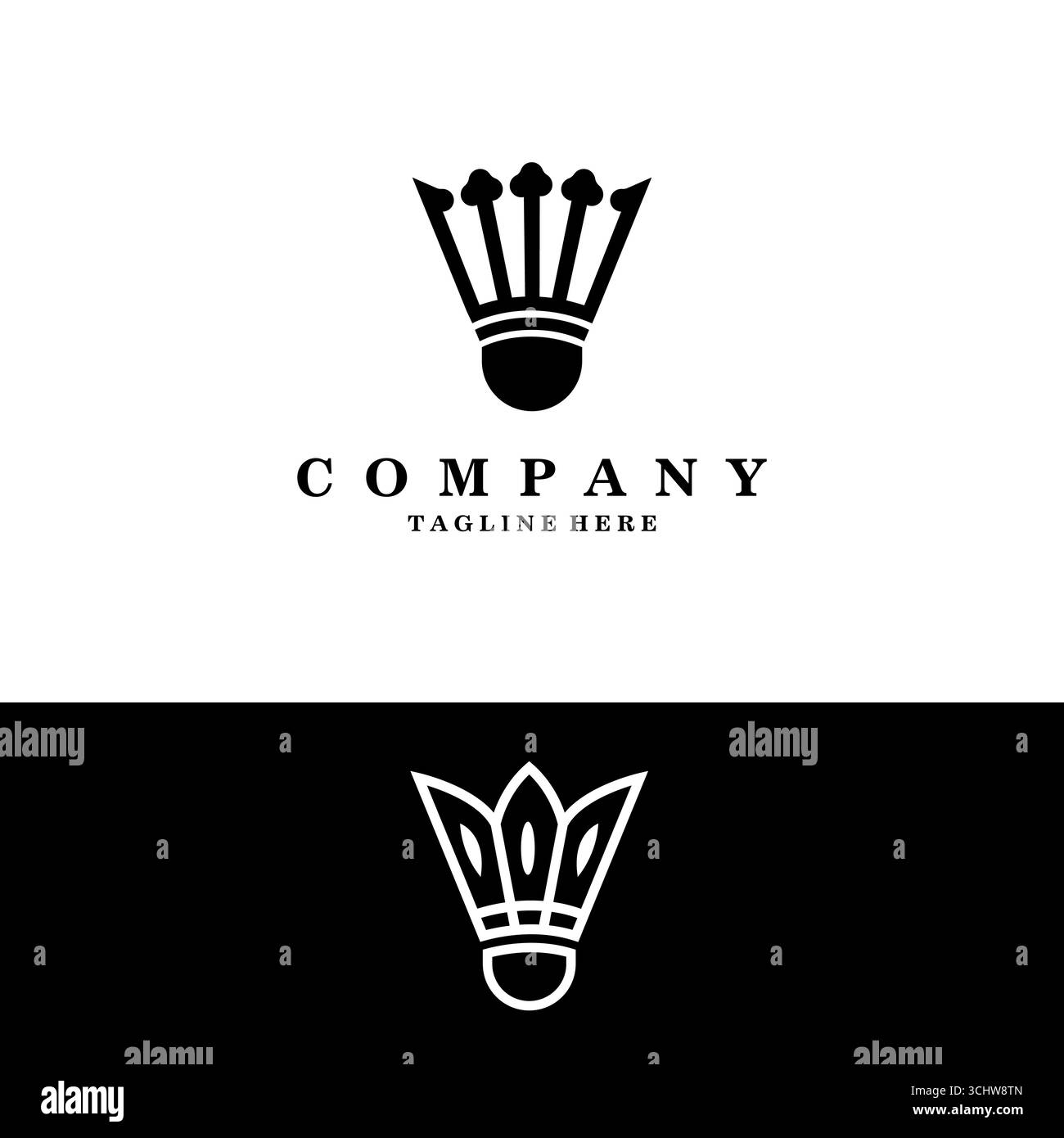 Rubinetto con letto king size Queen Crown per Badminton Tournament Competition Sport Club Logo Illustrazione Vettoriale