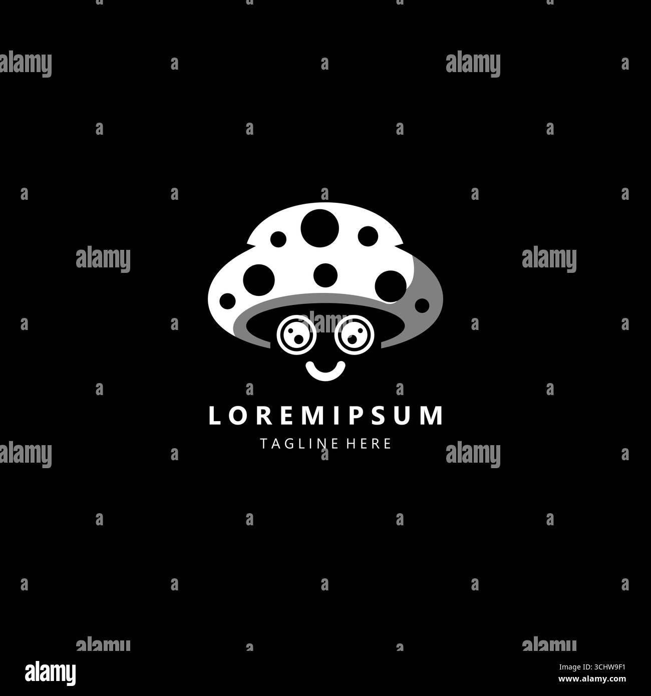 Illustrazione vettoriale con logo a fungo piatto e minimale Illustrazione Vettoriale