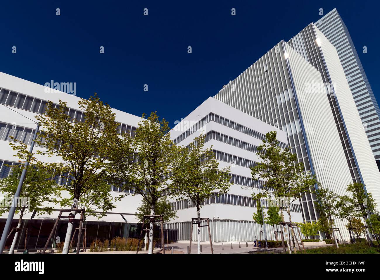 F. Hoffmann-la Roche AG edifici a Basilea, Svizzera. Design di Herzog & de Meuron Architekten, situato nel Solitudepark sul Reno a Basilea. Foto Stock