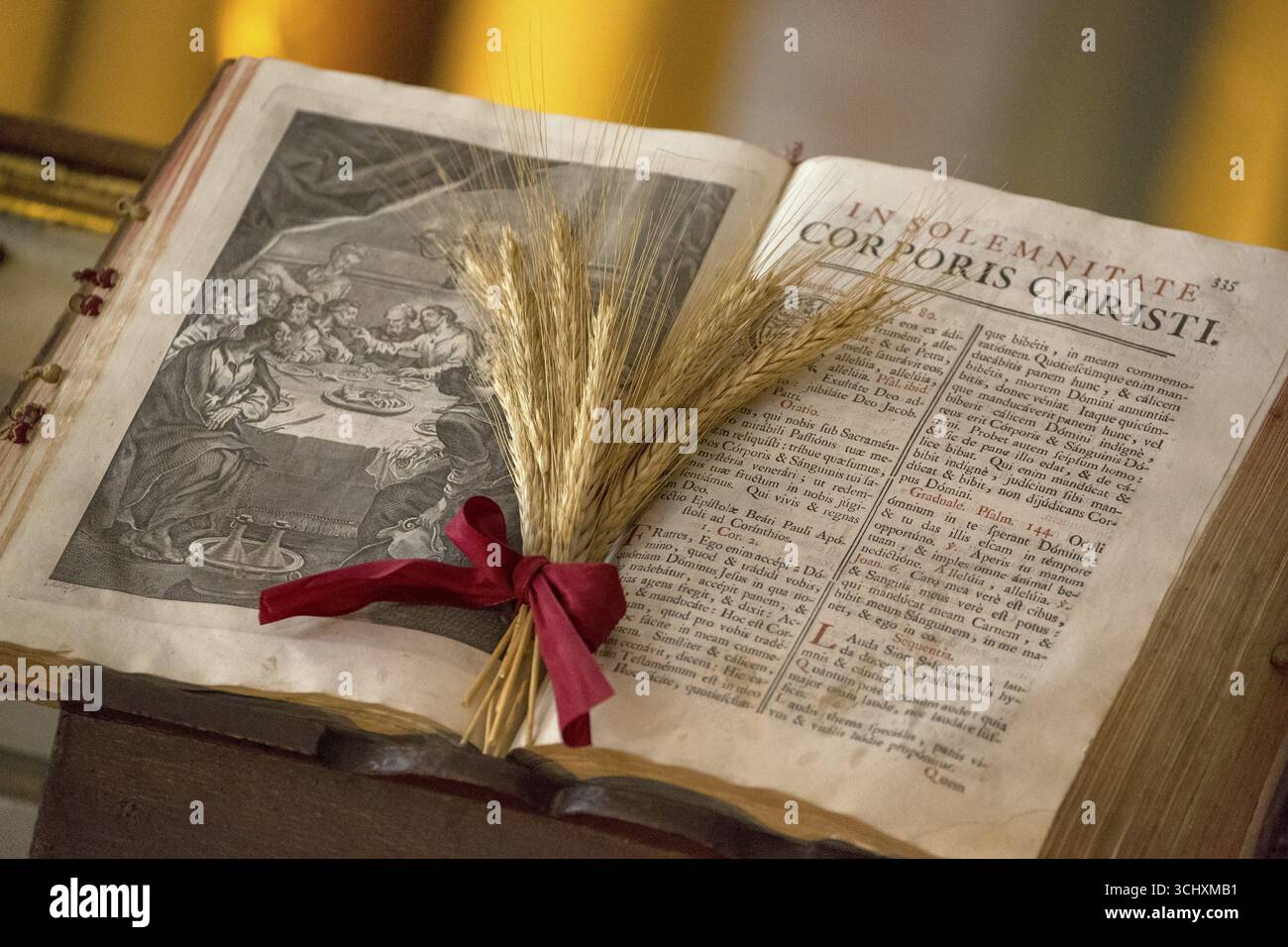 Bibbia illustrata con gioielli di grano, Bibbia latina, Corporis Christi, Capela dos ossos parede, Cappella delle ossa, Cappella delle ossa, Ossario di Evora, E. Foto Stock