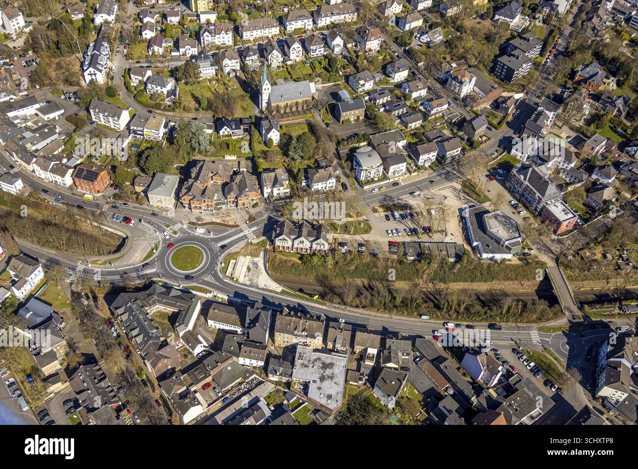 Vista aerea, riprogettazione della rotatoria a Kaiserstrasse, Wetter, zona della Ruhr, Renania settentrionale-Vestfalia, Germania, lavori di costruzione, area di costruzione, costr Foto Stock