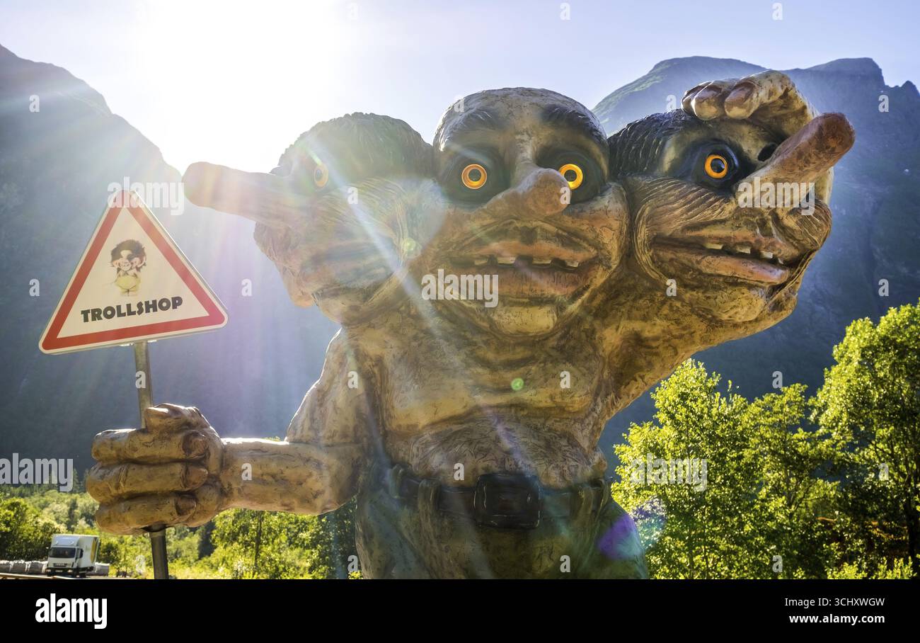 Norwegian Troll, Trollshop, Innfjorden, altro og Romsdal, Norvegia, Scandinavia, Europa, viaggi avventura, spirito di montagna, creatura mitica, turismo, Foto Stock