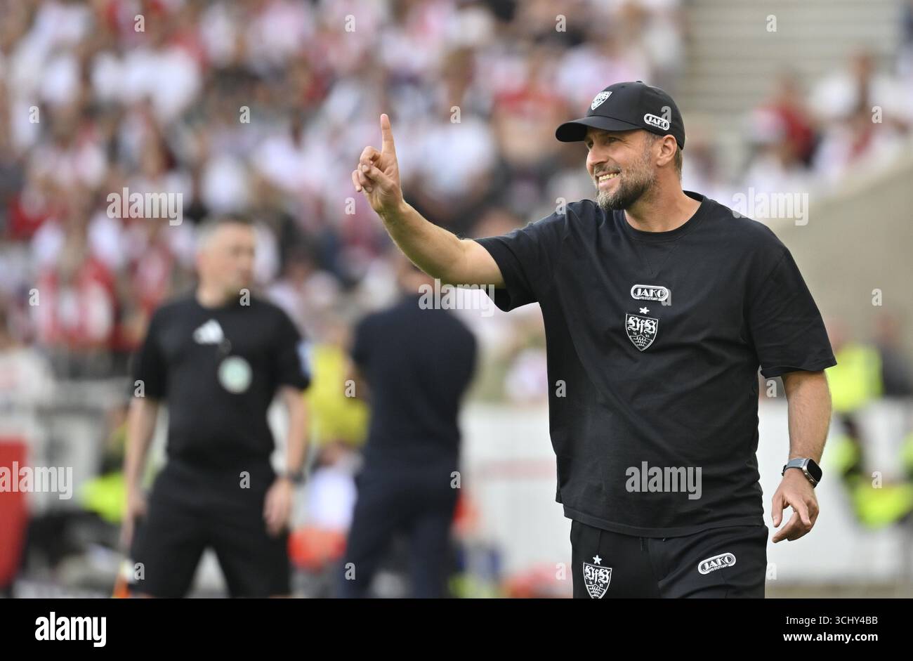 Coach Sebastian Hoeness VfB Stuttgart a margine Gesture Gesture Bundesliga, MHPArena, MHP Arena Stuttgart, Baden-Wuerttemberg, Germania Foto Stock