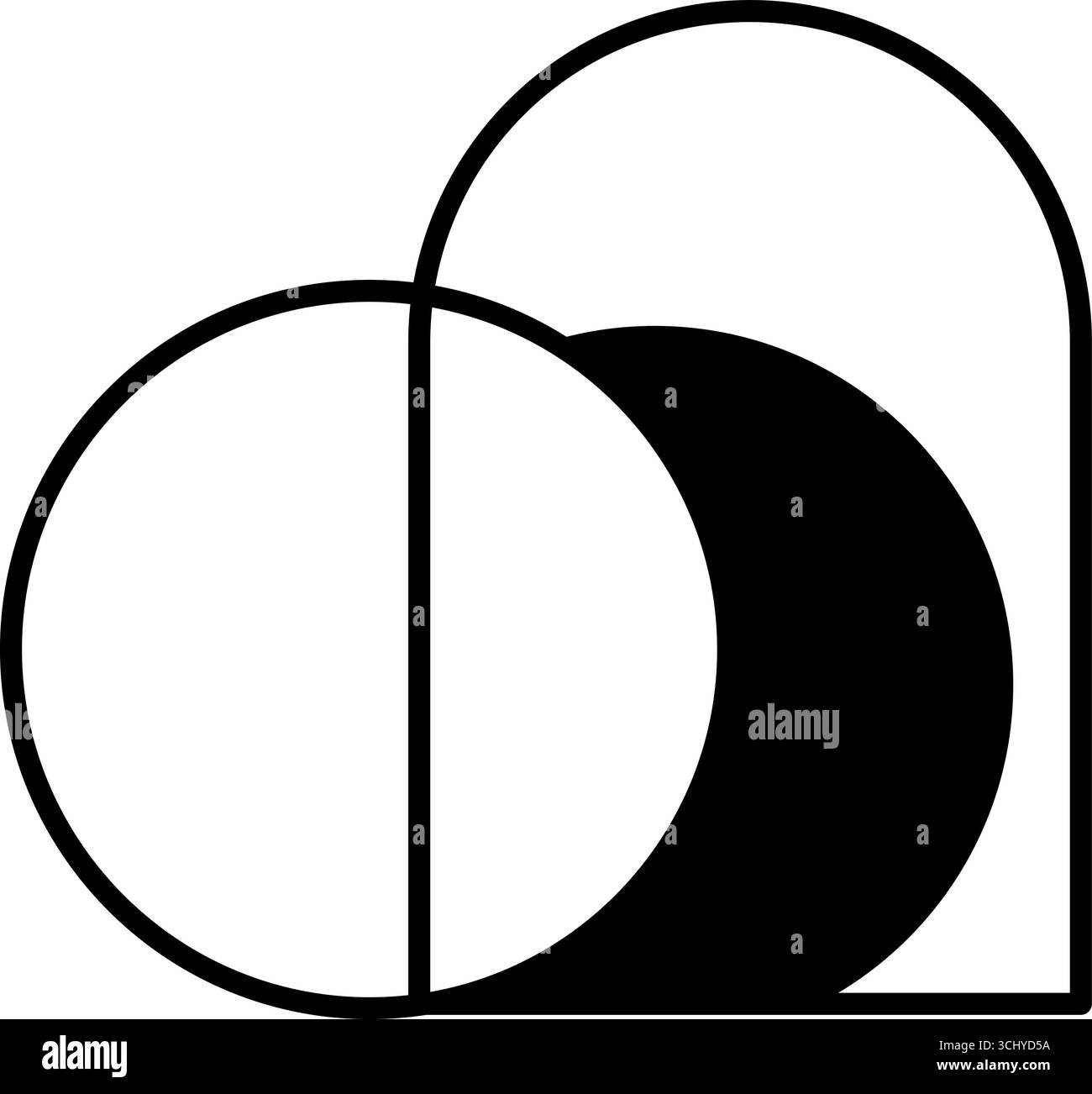 Icona vettoriale minimalista raffigurante una tomba vuota con la pietra portata via, Pasqua che simboleggia il logo della risurrezione di Gesù Cristo in cristiano Illustrazione Vettoriale