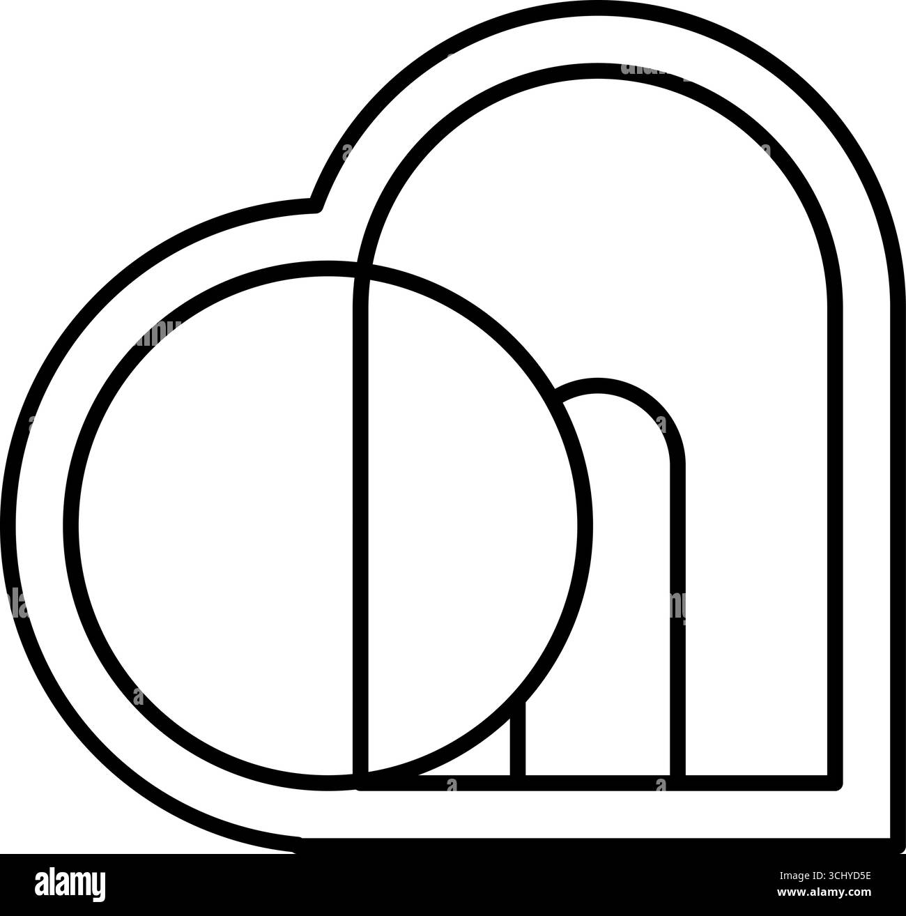 Icona vettoriale minimalista raffigurante una tomba vuota con la pietra portata via, Pasqua che simboleggia il logo della risurrezione di Gesù Cristo in cristiano Illustrazione Vettoriale