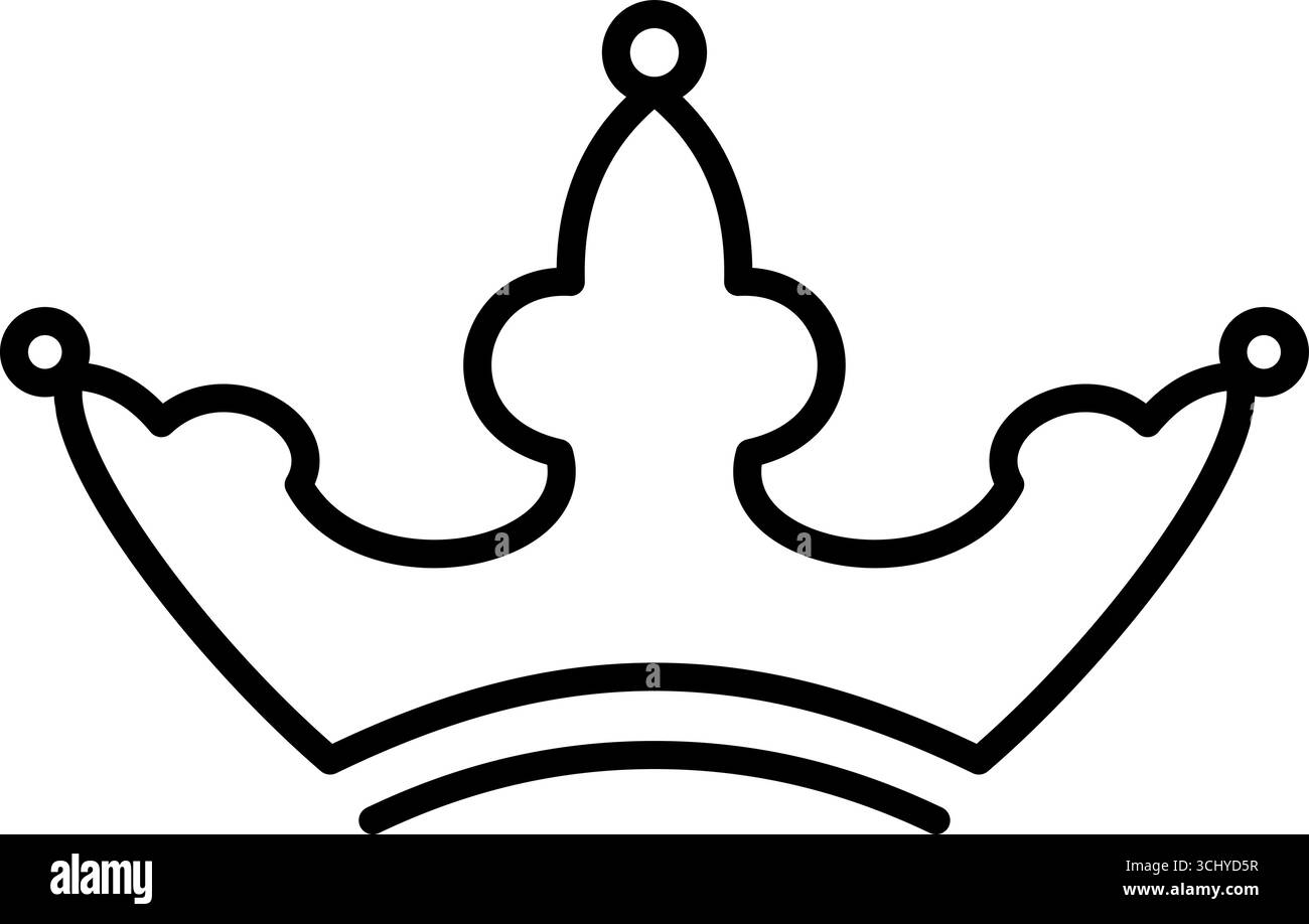 Icona della corona della principessa vettoriale estetica segno di linea sottile Logo. Contorno Crown Isolated Contour Symbol Illustration Royal per la progettazione di applicazioni Web e mobili Illustrazione Vettoriale