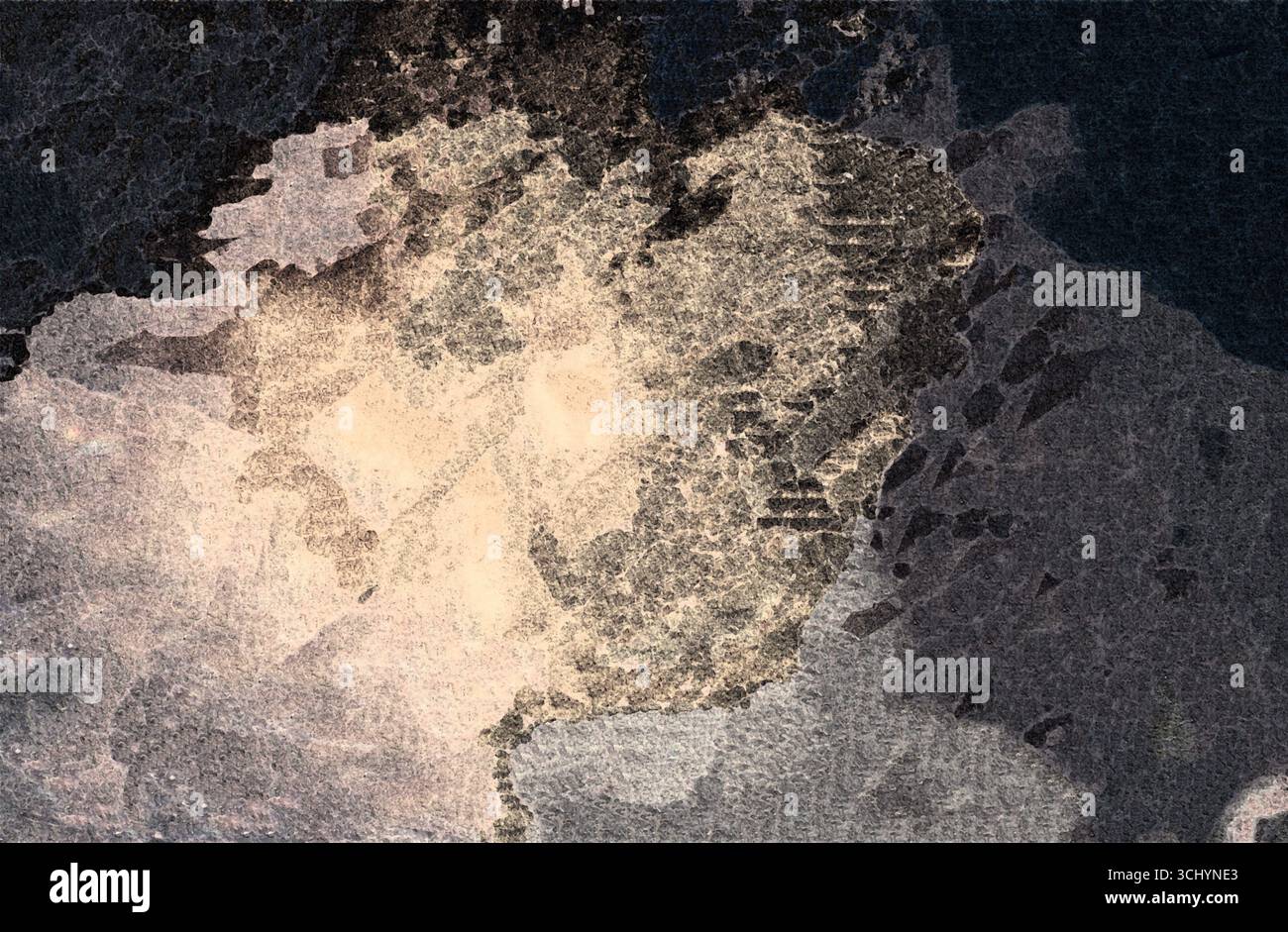 I colori beige e nero si fondono su uno sfondo testurizzato, creando un effetto vintage, ideale per i disegni grunge Foto Stock