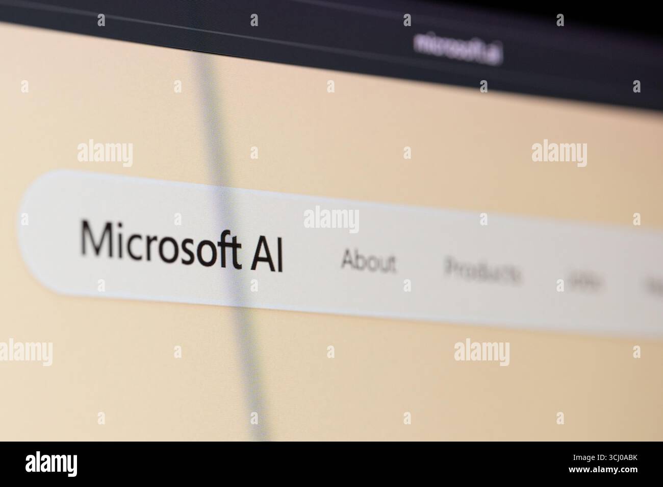 New York, Stati Uniti d'America - 22 agosto 2025: Sito Web Microsoft ai sulla vista ravvicinata della macro sullo sfondo del computer Foto Stock